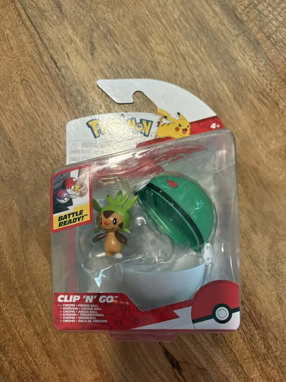 Pokemon Clip 'N' Go Chespin Friend Ball Action Figure Jazwares New Card Wear
